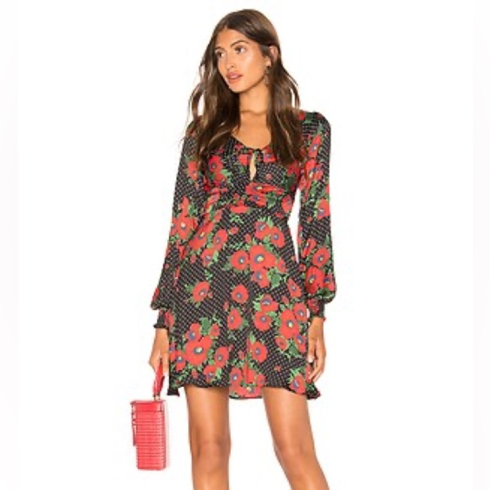 Free People ‘Morning Light’ Mini Dress in Black Combo, Size 6